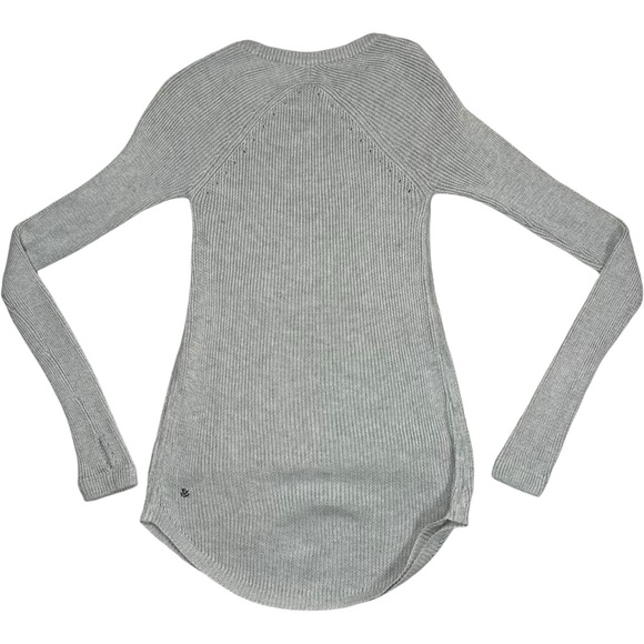 Lululemon Cabin Yogi Long Sleeve White / Heathered Light Grey W3G52S Size 4 - Picture 7 of 12
